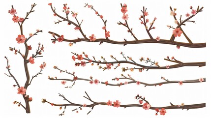 Floral Branch Set for Adhesive Purposes