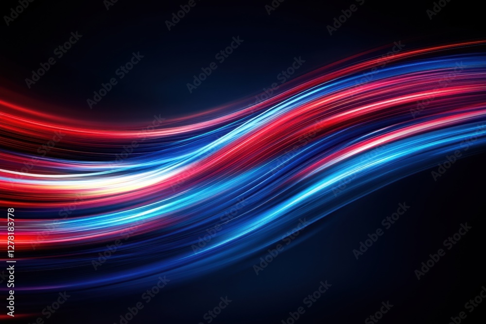 Wall mural dynamic abstract background with vibrant red and blue light streaks on dark backdrop creating modern