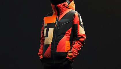 Utility Windbreaker Jacket with Bold Graphics and Modern Silhouette