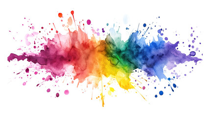 Fototapeta premium Rainbow ink splashes texture, isolated on white or transparent background