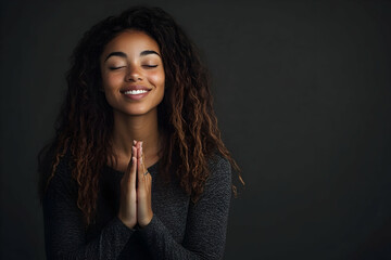 woman, beauty, hair, fashion, face, model, black, person, one, smile, studio, eyes, people, dark, lady, teen, brunette, closeup, head, skin, glamour, smiling, looking, lips