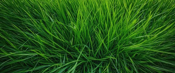 Fototapeta premium Lush green grass field with vibrant blades in close-up view highlighting natural texture and color variations