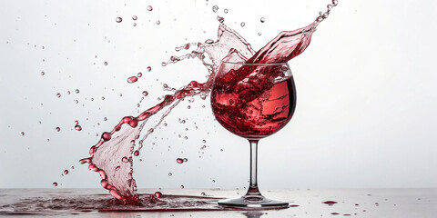 A Splash of Red Wine Isolated on a White Background for Beverage Presentation