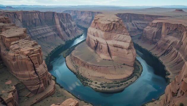 Stunning Aerial View of Horseshoe Bend, Arizona's Iconic Colorado River Canyon Landmark