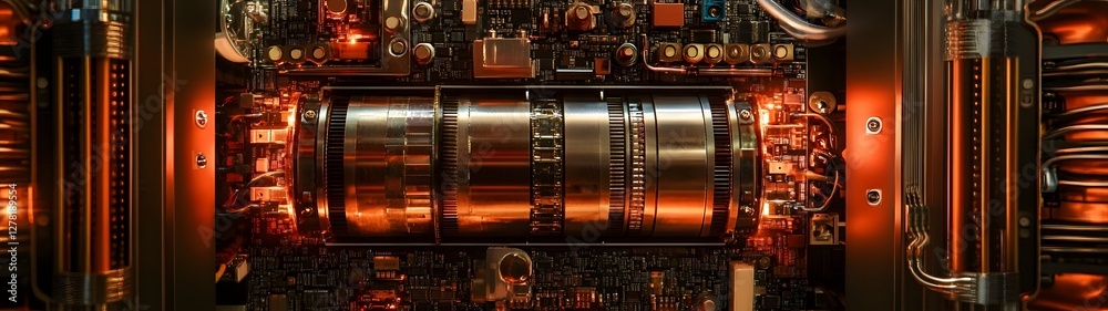 Leinwandbilder detailed view of the complex and interconnected cybernetic architecture of an advanced electronic ci