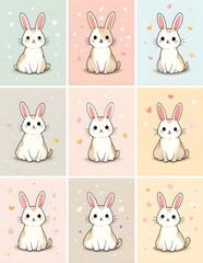 A cartoon-style of a grid featuring various Rabbit