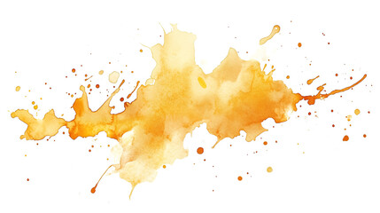 Yellow ink splashes texture, isolated on white or transparent background