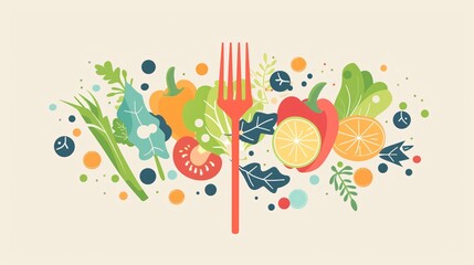 Fork with Variety of Fresh Vegetables for Healthy Eating