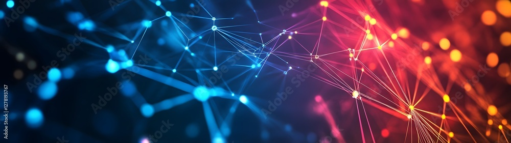 Poster Dynamic and Futuristic Digital Network with Glowing Particles Vibrant Colorful Fractal Patterns and Intricate Connections Representing the Technological Advancements and Innovations of the Future