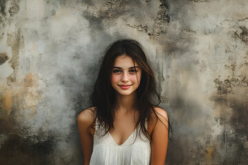 woman, beauty, fashion, model, hair, dress, face, people, person, studio, one, wall, dark, glamour, black, brunette, posing, youth, lady, grunge, vampire, style, elegant, jeans