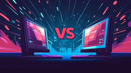 Gaming Competition on Computer: Vector Illustration