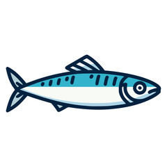 sardine fish food healthy flat color vector illustration template design