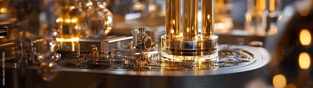 Fototapete exquisite close up view of an elegant antique clock mechanism featuring an ornate bronze and brass d