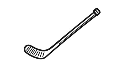 Fototapeta premium Silhouette of a hockey stick in black on white background for sports concept