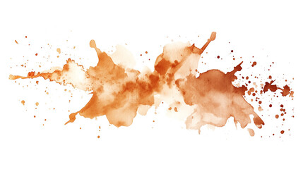 Brown ink splashes texture, isolated on white or transparent background