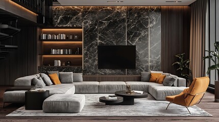 Modern Living Room Interior Design With Sectional Sofa