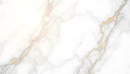 Elegant Marble Textured Background with White and Gold Veins and Glow