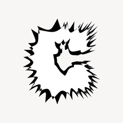 C letter, white abstract English alphabet vector