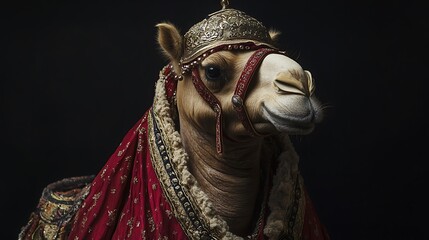 Stuffed camel dressed as an Arabian knight