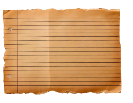 Vintage Blank Paper Sheet with Ripped Edges and Horizontal Lines