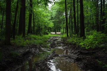 Obraz premium Sofas Resting In A Lush Green Forest