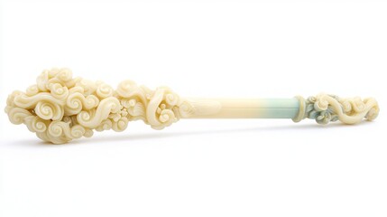 Ornamental Ruyi Scepter Crafted from Ivory with Intricate Designs