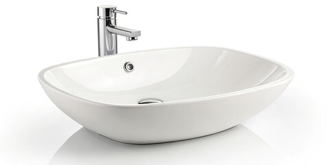 Fototapeta premium Chic White Bathroom Fixture Featuring a Vessel Sink Isolated for Modern Home Aesthetics
