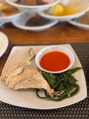 various food in padang restaurant, indonesian food
