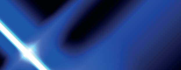 Abstract background with a vibrant blue and black gradient. The background features smooth, glowing blue and black diagonal lines. Light leak background vector. Blue background.