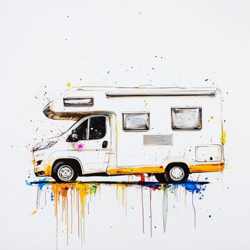 wohnmobil, camping, vanlife, kastenwagen,m alkoven, teilintegrierter, verreisen, ferien, urlaub, mobil, maut,  mobilhome, camping, ilustration, foto, camouflage, lackierung, wei&szlig;, die chaoscamper, kar