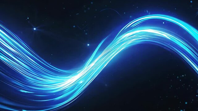 Neon shades. Bright luminous modern tech gradient waves on dark black background. Abstract movement smooth shiny purple, blue, white lines. Energy line pattern space technology vector, glow 