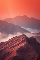 Naklejka premium sunset over the mountains, nature