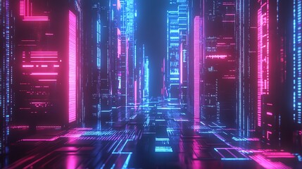 cyperpunk High-Tech Urban Future with Flying Cars and Skyscrapers