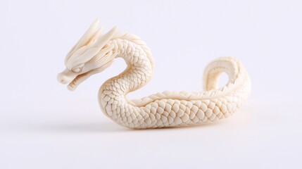 Fototapeta premium Intricate Small Carved Bone Pendant Featuring Dragon Design