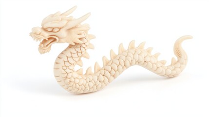Fototapeta premium Small Carved Bone Pendant Shaped Like a Dragon for Jewelry Making