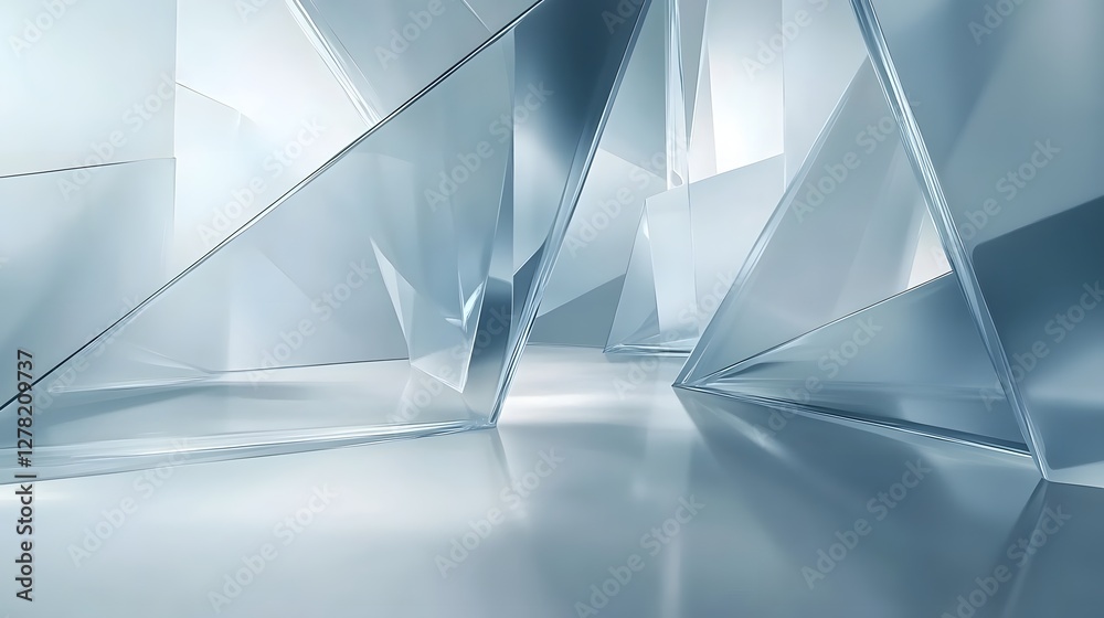 Aufkleber gleaming geometric crystal prism abstract background reflecting futuristic light with minimalist pol