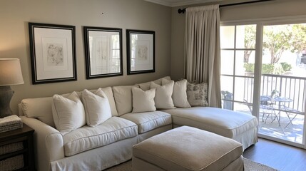 Cozy Modern Living Room with Bright Natural Light and Elegant Decor