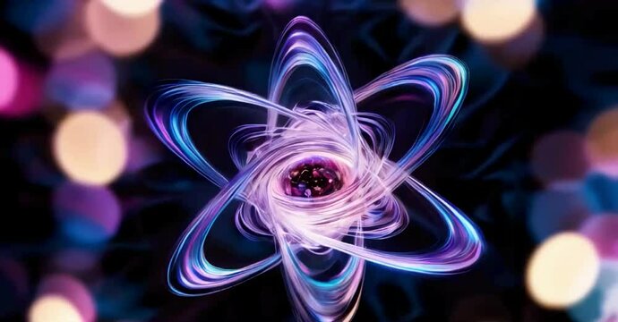 a subatomic particle suspended in mid-air, its quantum state vibrantly visualized as a swirling, iridescent aura, radiating a mesmerizing bokeh effect that blurs the boundaries between reality.