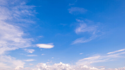 clear blue sky background,clouds with background, Blue sky background with tiny clouds. White fluffy clouds in the blue sky. 