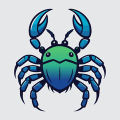 Vibrant Colorful Crab Mascot Against Tropical Background