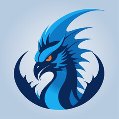 Powerful Blue Dragon Mascot Logo Design