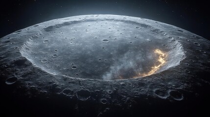 Abstract Silver Sphere Digital Art with Geometric Patterns and Sci Fi Landscape