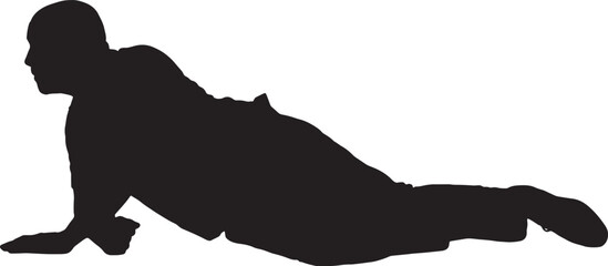 vector; silhouette; side view of a man lying on the floor looking away