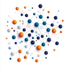 A colorful abstract representation of interconnected spheres, symbolizing networks, relationships, or molecular structures.