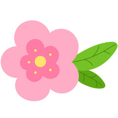 Pink flower with green leaves