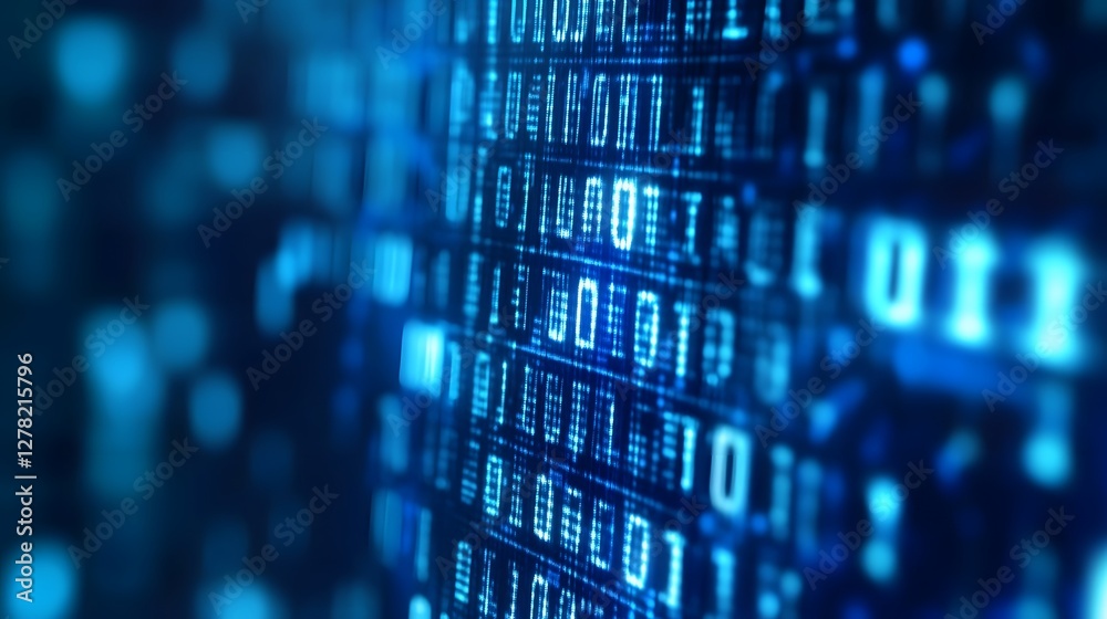 Leinwandbilder Immersive Digital World of Binary Data and Technology Concepts  Futuristic abstract background with flowing digital code matrix and data stream symbolizing innovation intelligence