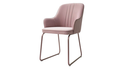 Fototapeta premium Contemporary Pink Dining Chair with Metal Frame and Soft Curved Backrest