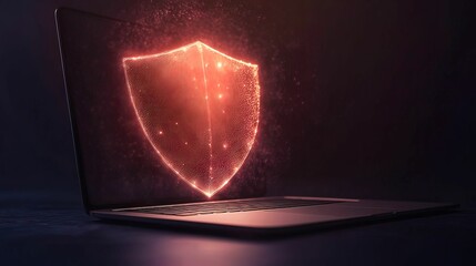 Digital shield protecting remote work environment abstract visualization technology secure setting close-up cyber safety concept