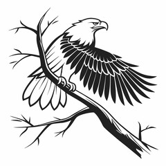 his stylized, graphic illustration showcases a detailed line drawing Line Art Illustration of an Eagle's