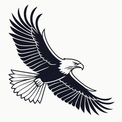 his stylized, graphic illustration showcases a detailed line drawing Line Art Illustration of an Eagle's